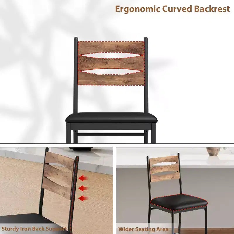 Barhocker, 2er-Set, Holz-Barhocker, gepolsterter Barstuhl aus Kunstleder mit Rückenlehne und Fußstütze, Barhocker in Tresenhöhe für die Küche