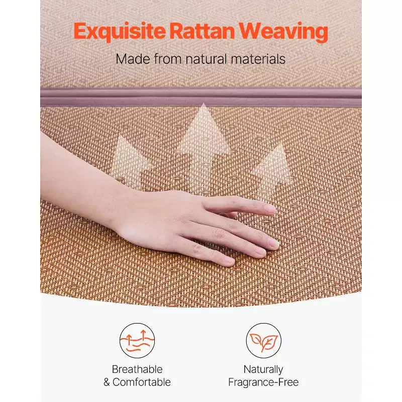 Japanische Tatami-Matte, 80 x 39 in, faltbare, handgeflochtene Tatami-Matte aus natürlichem Rattan, rutschfest und leicht zu reinigen, braun