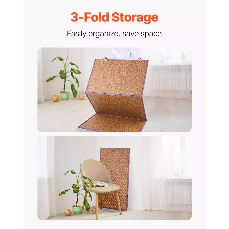 Japanische Tatami-Matte, 80 x 39 in, faltbare, handgeflochtene Tatami-Matte aus natürlichem Rattan, rutschfest und leicht zu reinigen, braun