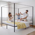 Himmelbettgestell in Kingsize, Metallbett mit Himmelbett-Design, robuste Stahlleisten als Stütze, Stauraum unter dem Bett, schwarz