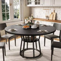 Round Dining Table for 4-6, 47.2 Farmhouse Kitchen Table with Storage, Circle Dinner Tables for Kitchen, Dining Room, Living Room