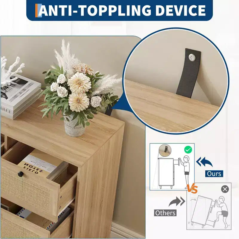 Kommode aus Holz mit 7 Schubladen fürs Schlafzimmer, moderne Kommode im Landhausstil für Kleiderschrank, Wohnzimmer, Eingangsbereich und Flur