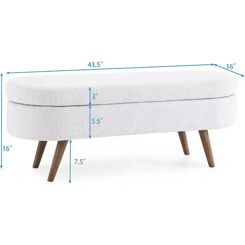 Banc de chambre de 43.5, banc de bout de lit avec rangement, banquette d’entrée rembourrée en tissu de lin avec pieds en bois, pouf et bancs de rangement pour le salon