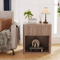 Nightstand, Modern Night Stand Set of 2 with Drawer - Fluted Mid Century Wood for Bedroom Living Room Sofa