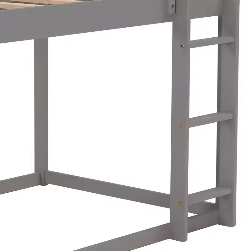 Lit superposé bas 1 place sur 1 place, cadre en bois en forme de maison avec toit, lit superposé au sol pour enfants et adolescents