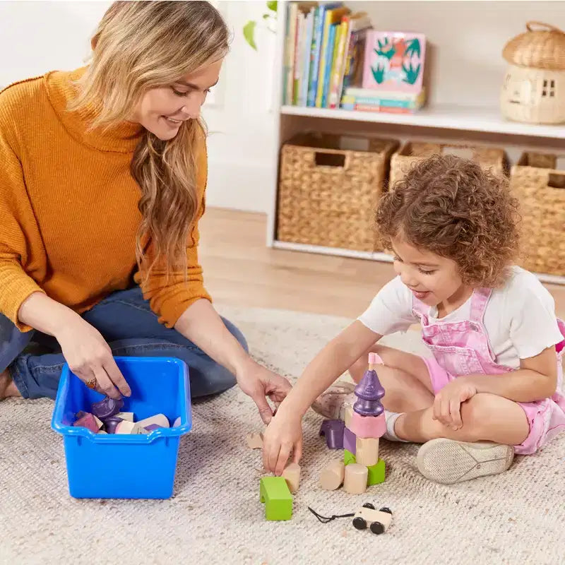 Meuble mobile à casiers et de rangement avec 5 bacs à façade inclinée, mobilier pour enfants