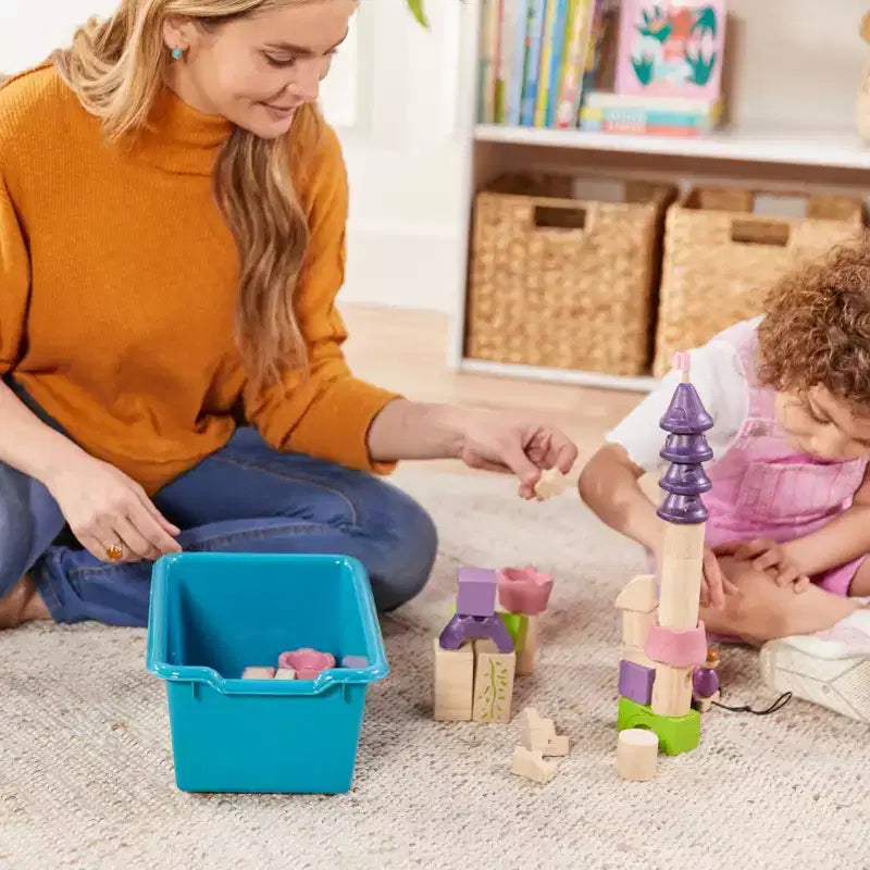 Meuble mobile à casiers et de rangement avec 5 bacs à façade inclinée, mobilier pour enfants