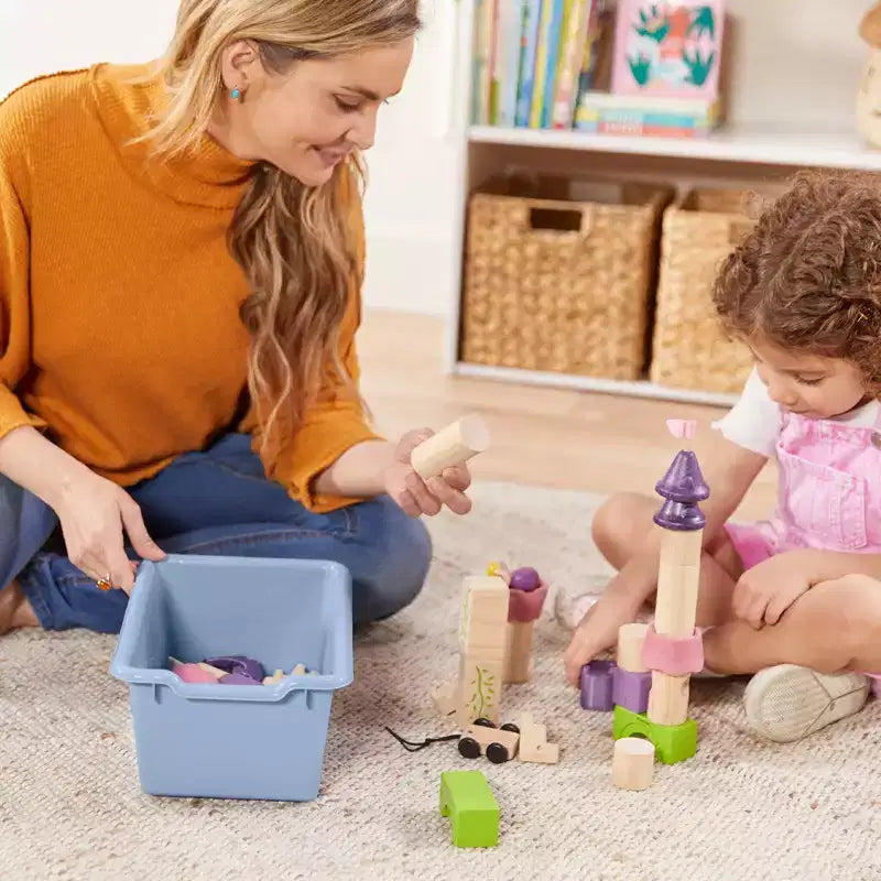 Meuble mobile à casiers et de rangement avec 5 bacs à façade inclinée, mobilier pour enfants