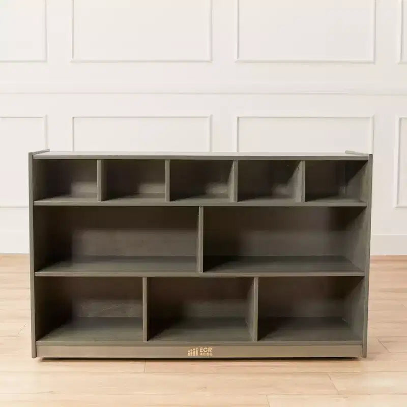 Meuble mobile à casiers et de rangement avec 5 bacs à façade inclinée, mobilier pour enfants