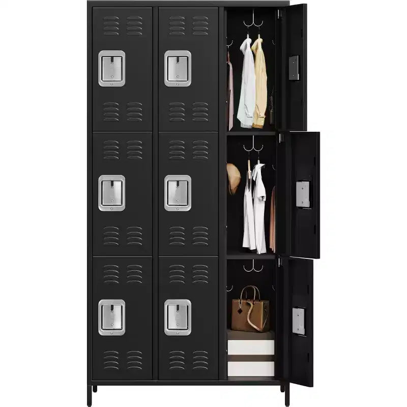 GustoWave 9 Doors Steel Storage, Metal Locker for School Office Gym Bedroom, 72 Inch Locker Cabinet, Industrial Storage Locker with 9 Shelves