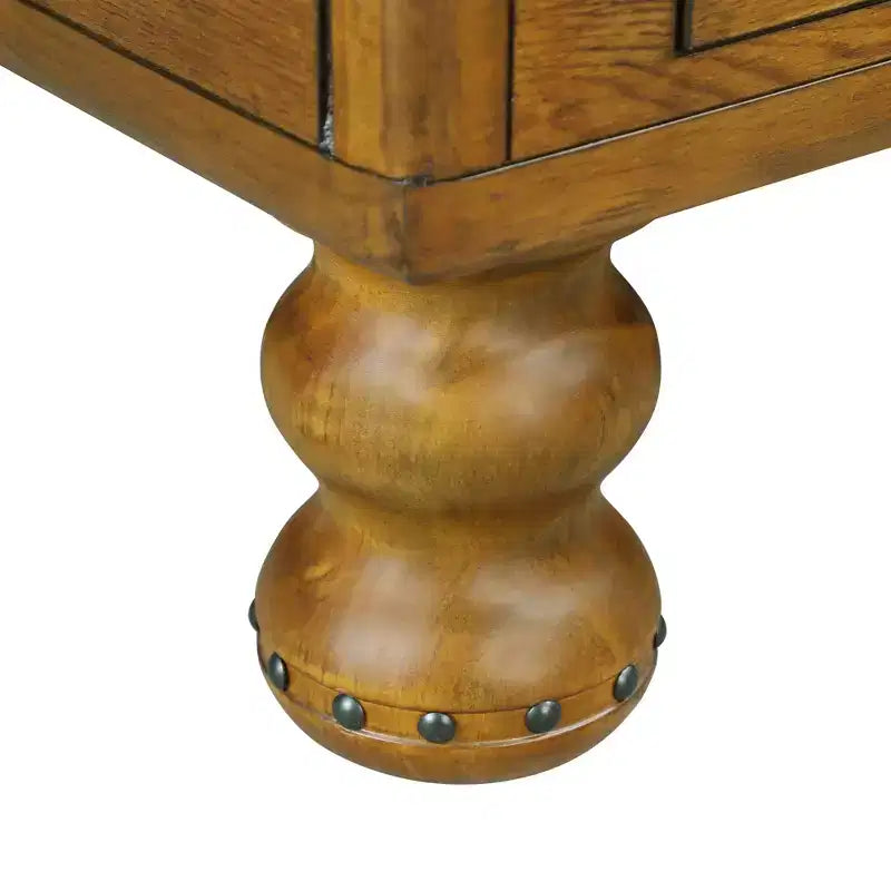 Table basse vintage en bois massif avec 4 tiroirs