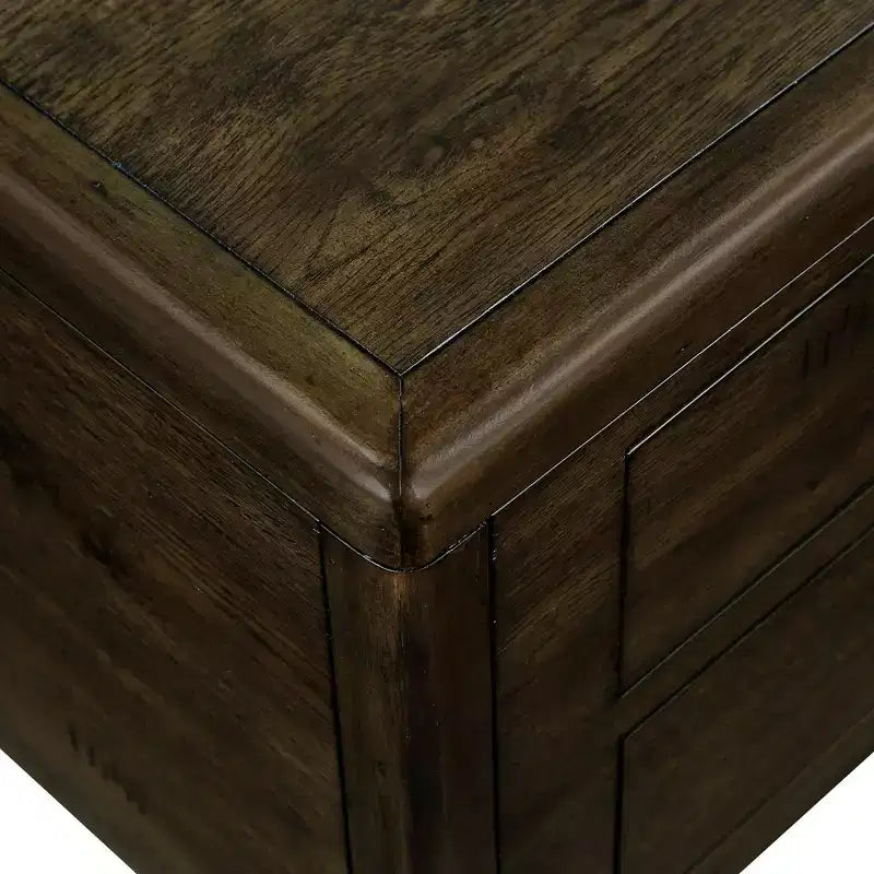 Table basse vintage en bois massif avec 4 tiroirs