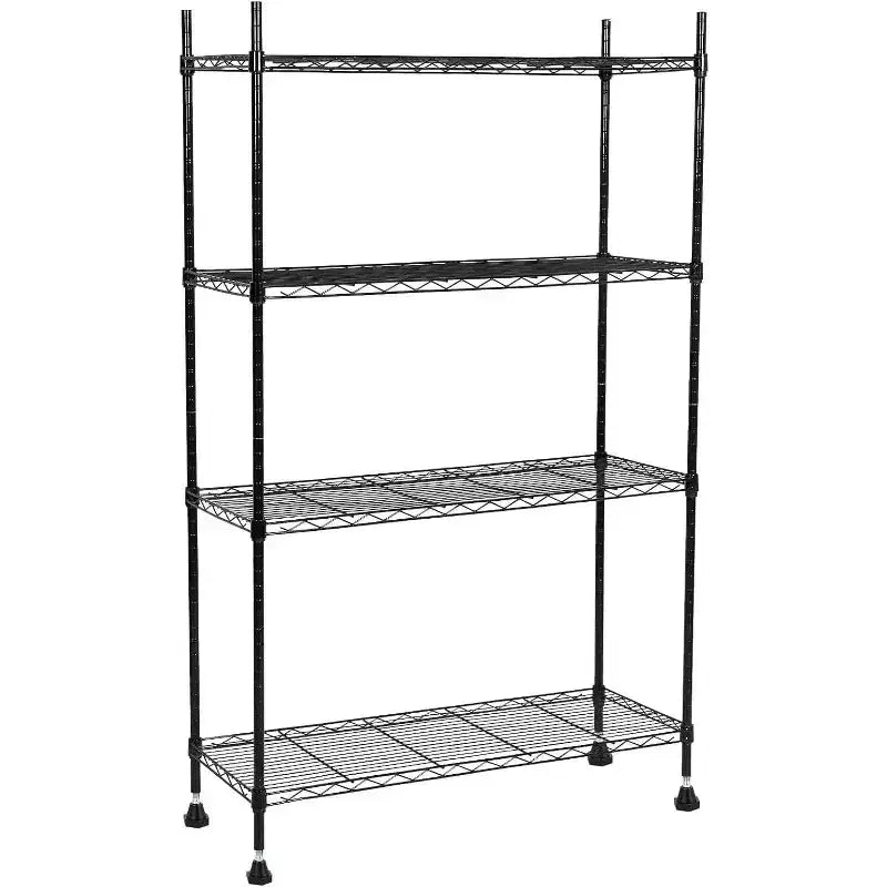 4-Shelf Shelving Unit, Heavy Duty Large Storage Cart, Adjustable Height Metal Organizer, With anti-tipping bottom, 1400LBS Capacity Rack for Garage