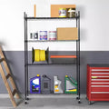 Étagère à 4 tablettes, grand chariot de rangement robuste, organisateur métallique à hauteur réglable avec base anti-basculement, étagère d’une capacité de 1400LBS pour garage