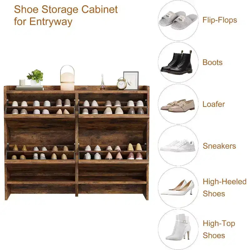 Zapatero con cajones abatibles, organizador moderno para la entrada con estantes ajustables, almacenamiento de zapatos para el recibidor