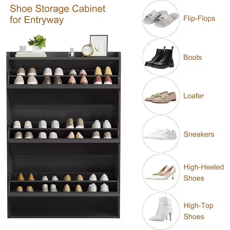 Zapatero con cajones abatibles, organizador moderno para la entrada con estantes ajustables, almacenamiento de zapatos para el recibidor
