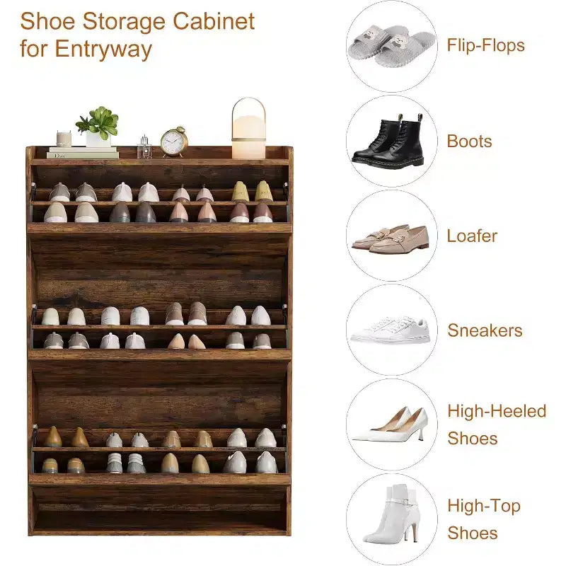 Zapatero con cajones abatibles, organizador moderno para la entrada con estantes ajustables, almacenamiento de zapatos para el recibidor