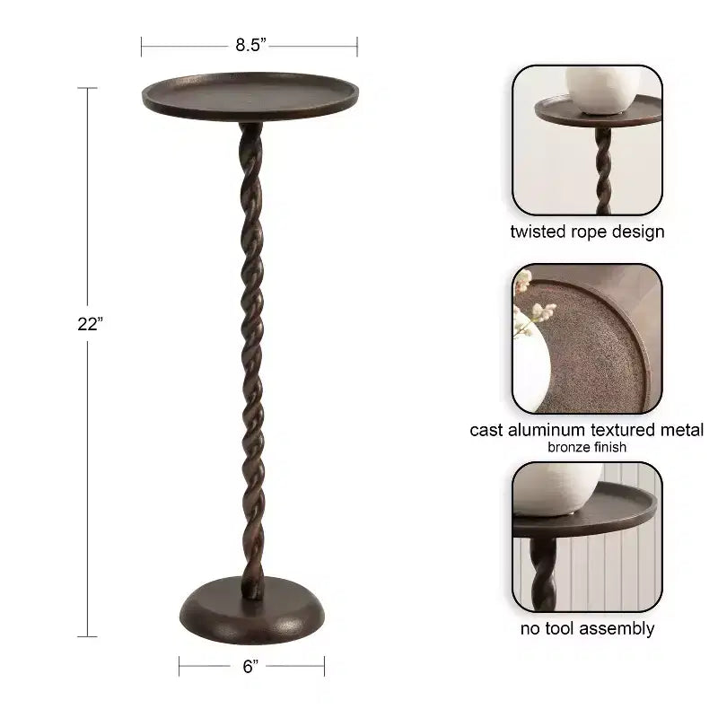 Mesa con pedestal metálico y soporte para plantas