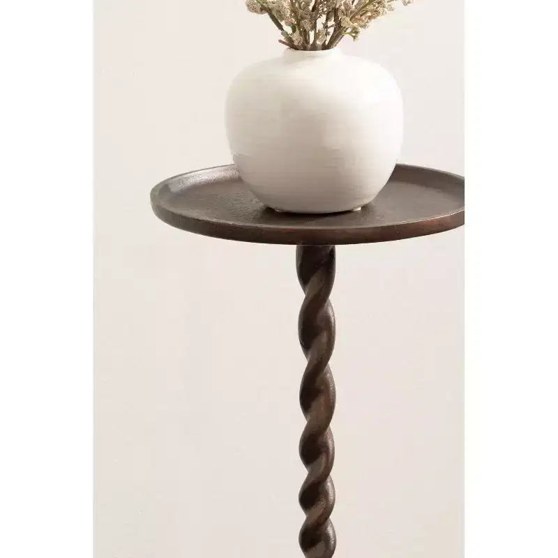 Mesa con pedestal metálico y soporte para plantas