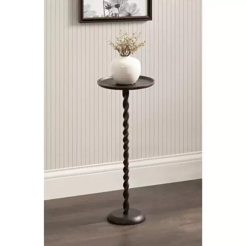 Mesa con pedestal metálico y soporte para plantas