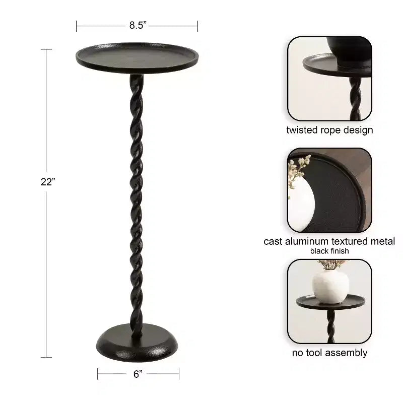 Table sur pied en métal et support pour plante