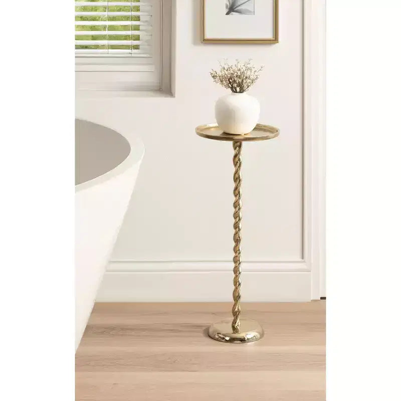 Mesa con pedestal metálico y soporte para plantas