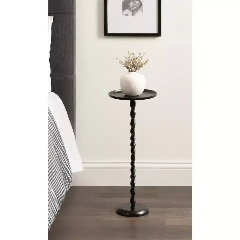 Mesa con pedestal metálico y soporte para plantas