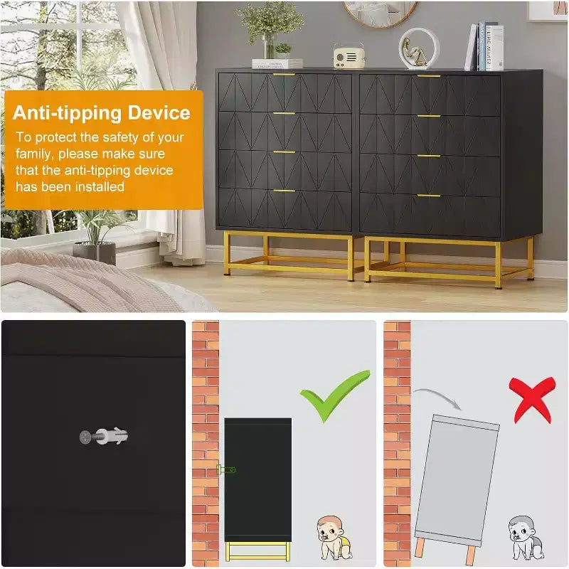 Kommode fürs Schlafzimmer - Hohe Kommoden und Schubladenschränke mit 4 Schubladen, große moderne Kommode für Kleidung, Schrank zur Aufbewahrung im Schlafzimmer oder Flur