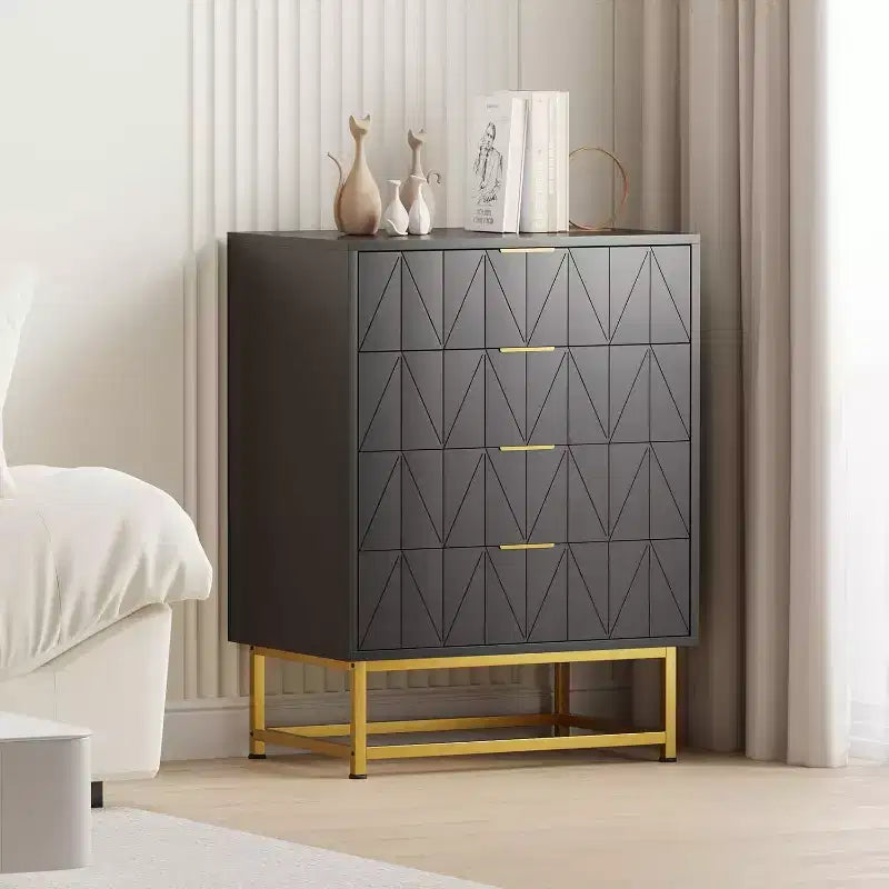 Kommode fürs Schlafzimmer - Hohe Kommoden und Schubladenschränke mit 4 Schubladen, große moderne Kommode für Kleidung, Schrank zur Aufbewahrung im Schlafzimmer oder Flur