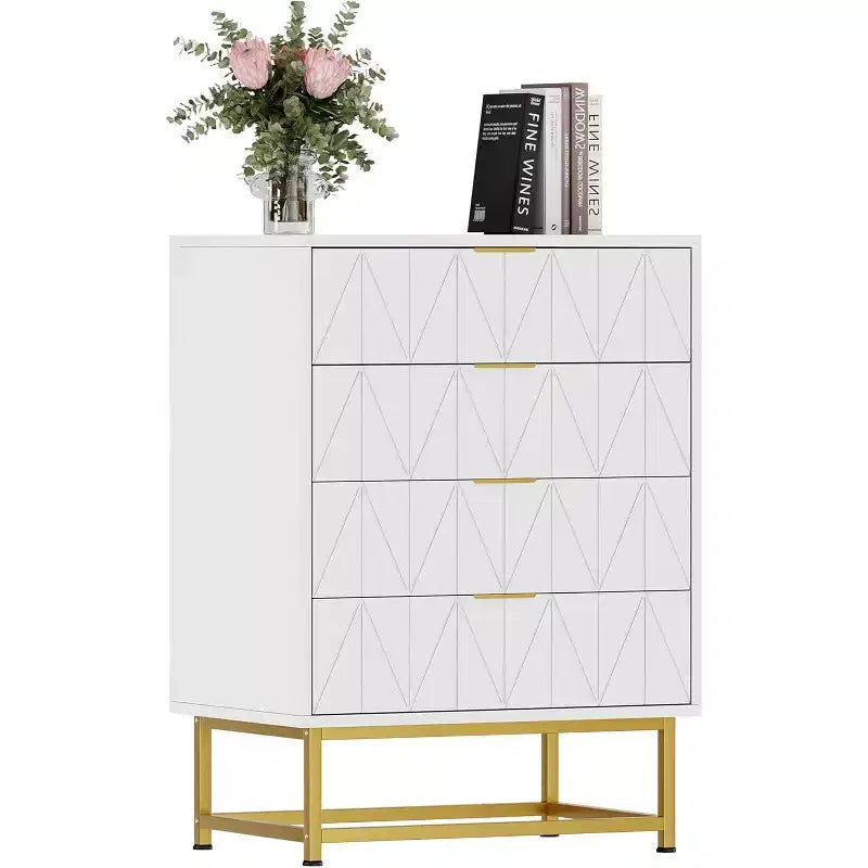 Kommode fürs Schlafzimmer - Hohe Kommoden und Schubladenschränke mit 4 Schubladen, große moderne Kommode für Kleidung, Schrank zur Aufbewahrung im Schlafzimmer oder Flur