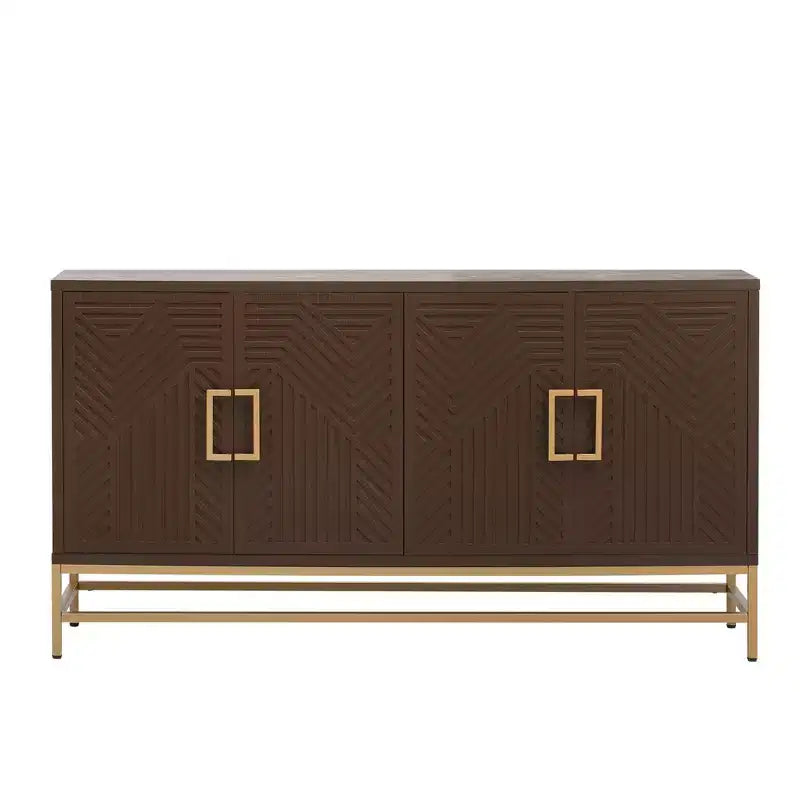 Aparador con tiradores metálicos, mueble buffet con 4 puertas y estantes ajustables, para cocina, sala de estar y comedor