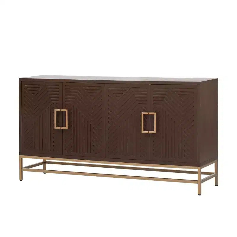 Aparador con tiradores metálicos, mueble buffet con 4 puertas y estantes ajustables, para cocina, sala de estar y comedor
