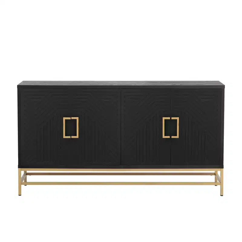 Aparador con tiradores metálicos, mueble buffet con 4 puertas y estantes ajustables, para cocina, sala de estar y comedor