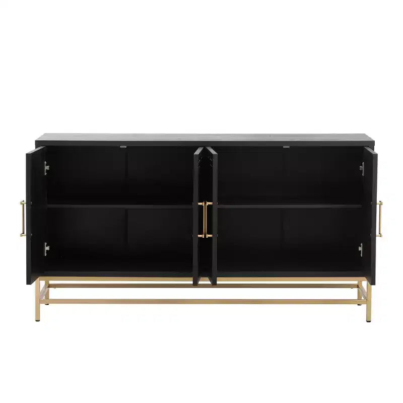 Aparador con tiradores metálicos, mueble buffet con 4 puertas y estantes ajustables, para cocina, sala de estar y comedor