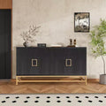 Aparador con tiradores metálicos, mueble buffet con 4 puertas y estantes ajustables, para cocina, sala de estar y comedor