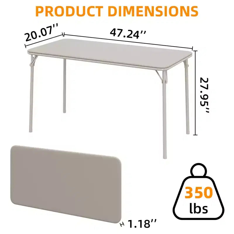 Mesa plegable rectangular, mesa de juego con tapas antideslizantes para las patas, patas de metal resistentes y tablero tapizado de cuero PU, portátil y plegable
