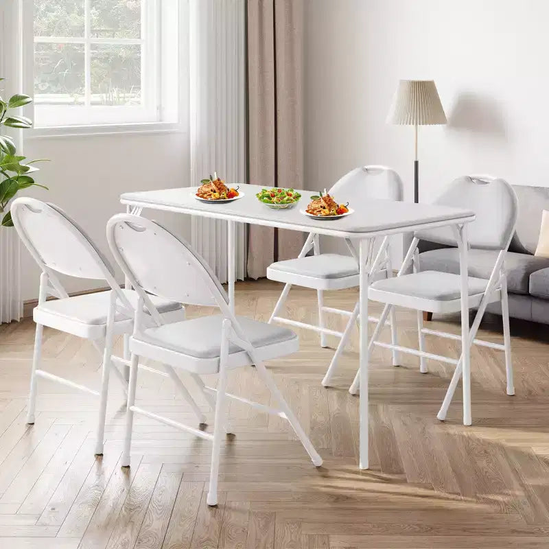 Rechteckiger Klapptisch, Kartenspieltisch mit rutschfesten Fußkappen, Metallbeinen und Tischplatte aus gepolstertem PU-Leder, tragbarer Klapptisch