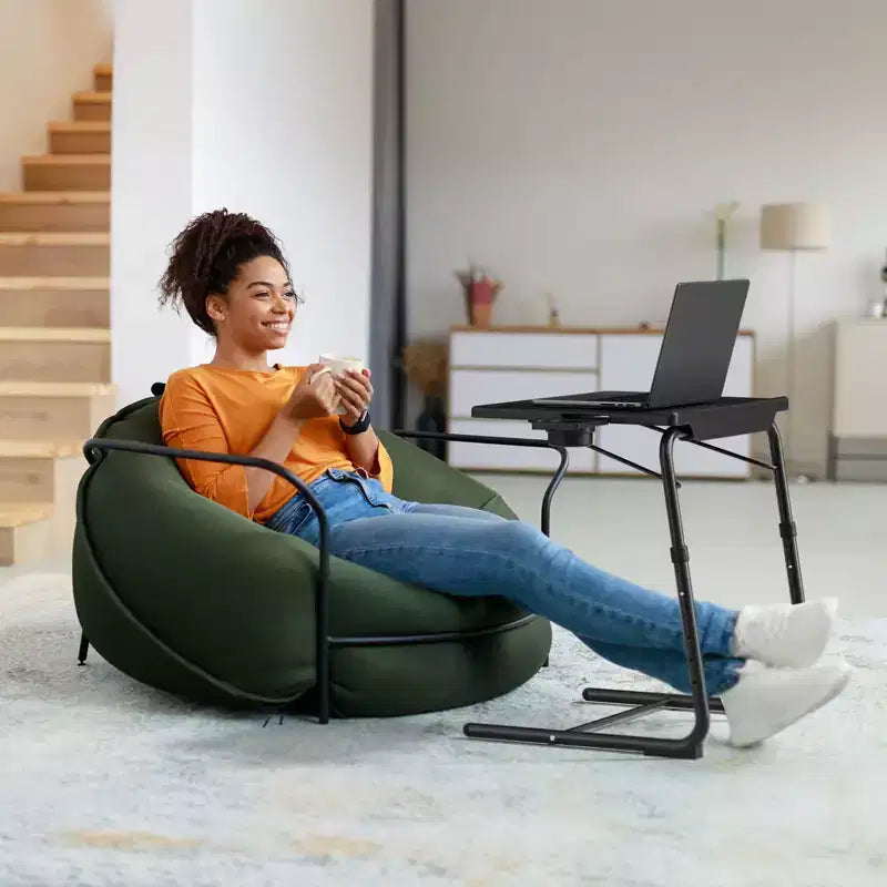 Table d’appoint, plateau de lit et de canapé réglable pour regarder la télévision et manger, confortable, avec 6 réglages de hauteur et 3 angles d’inclinaison