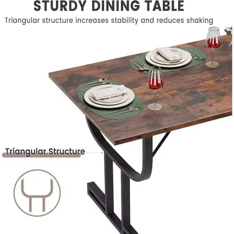 Mesa de comedor estilo granja de 70.8 - tablero de madera rústica, base metálica en X, capacidad para 6-8 personas, uso en varios espacios, para cocina o comedor
