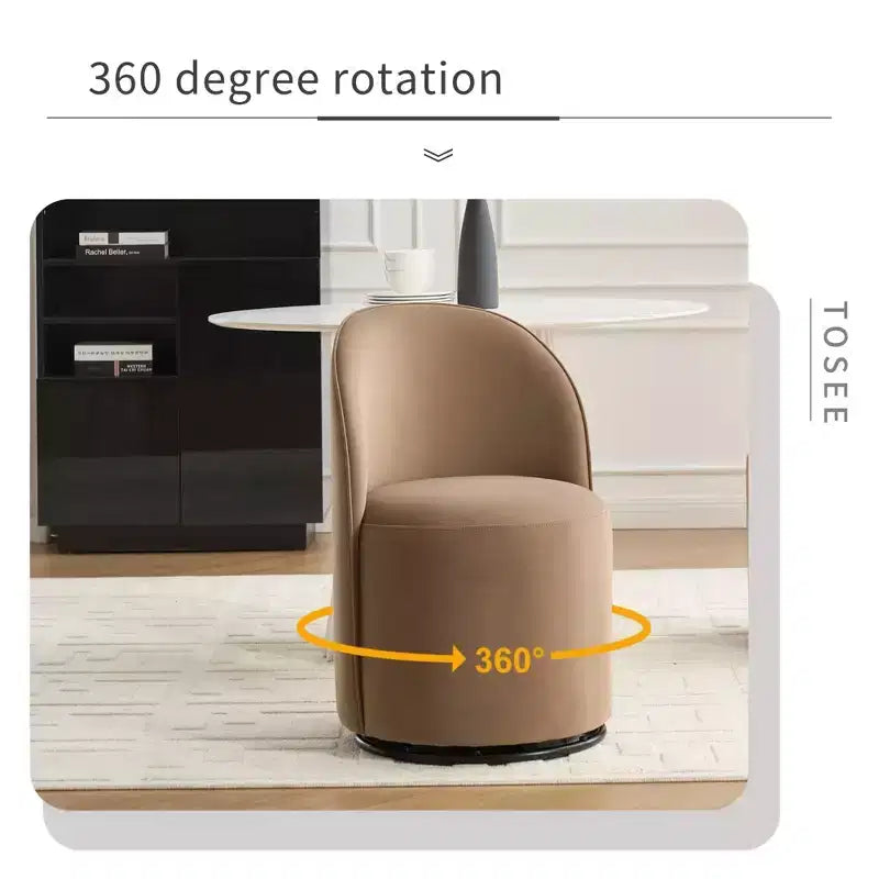 Moderner drehbarer Akzentsessel aus Samt in Fassform mit 360°-Drehfuß, fürs Wohnzimmer oder Schlafzimmer, Braun