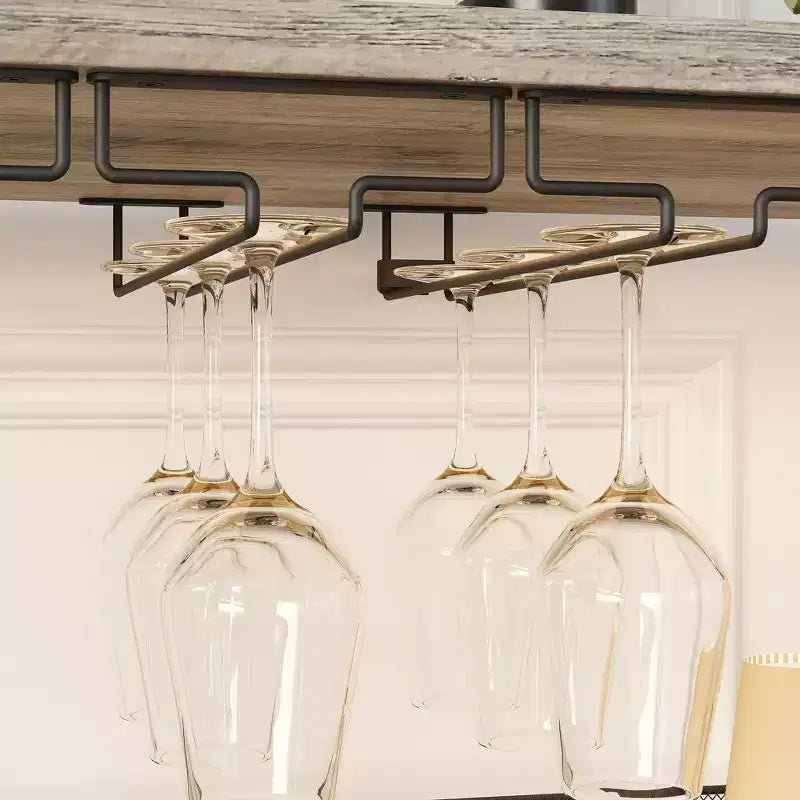 Armario bar para vinos estilo granja con luces, botellero desmontable y espacio de almacenamiento; aparador de cocina con soporte para copas y puertas