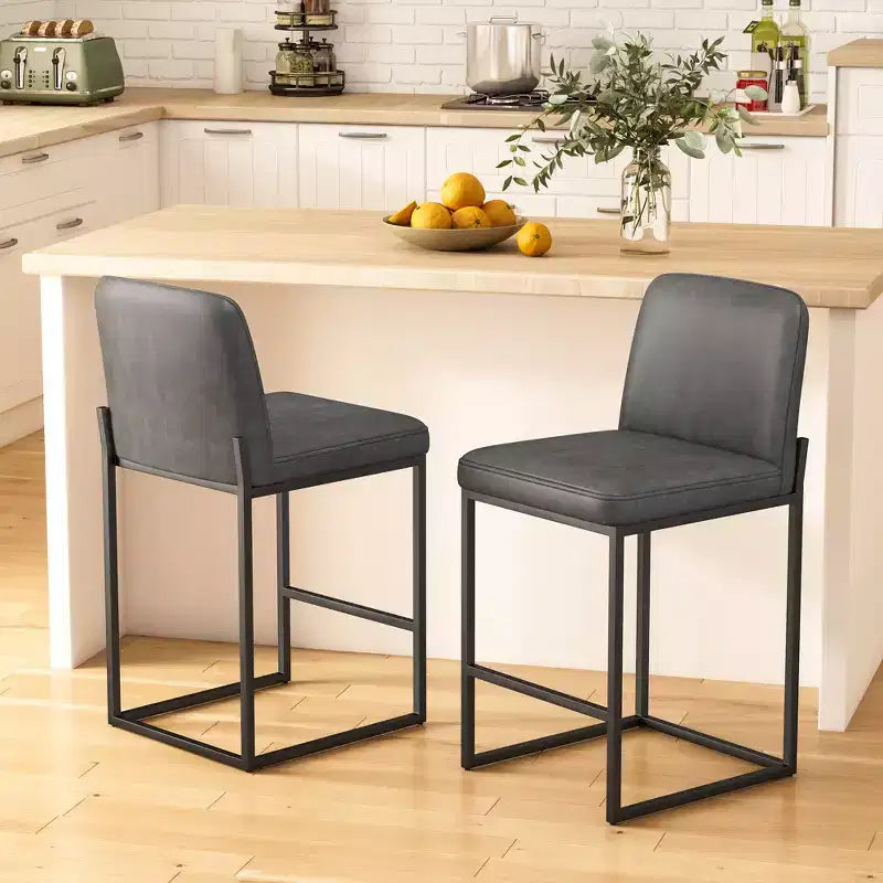Taburetes de bar con altura de mostrador, sillas de 25.6 de cuero sintético para isla de cocina con respaldo, sillas de comedor modernas para bar en casa y cafetería