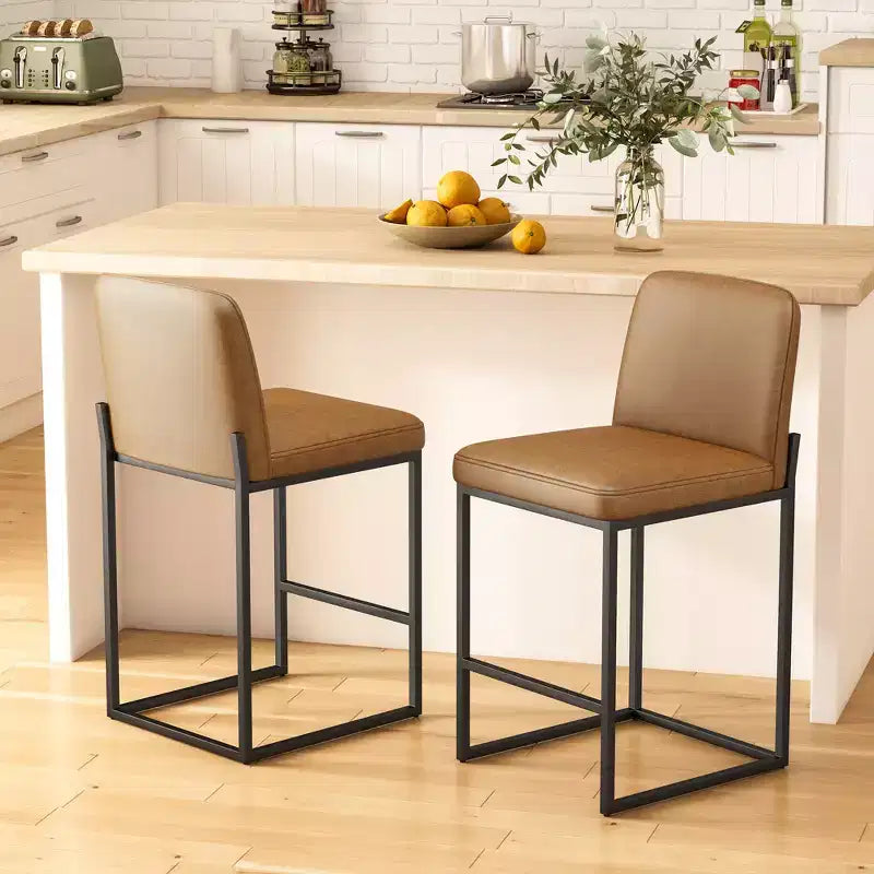Tabourets de bar hauteur comptoir, chaises d’îlot de cuisine de 25.6 en similicuir avec dossier, chaises de salle à manger modernes pour bar à domicile