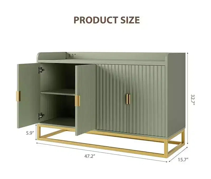 Aparador acanalado con gabinete de almacenamiento, consola buffet moderna con estantes ajustables para sala de estar, cocina o entrada, diseño antivuelco