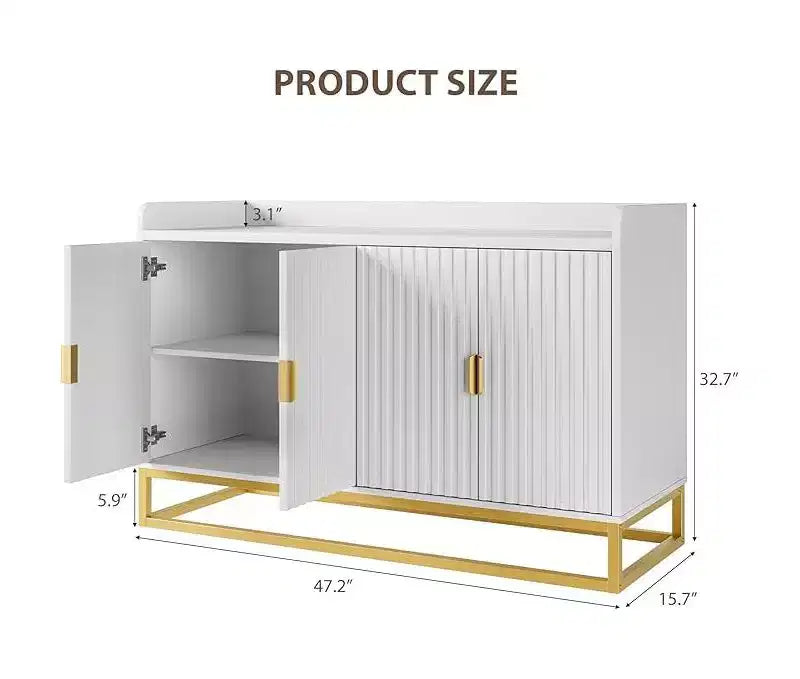 Aparador acanalado con gabinete de almacenamiento, consola buffet moderna con estantes ajustables para sala de estar, cocina o entrada, diseño antivuelco