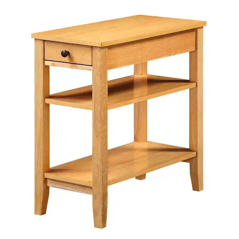 Mesa auxiliar con cajón y varios estantes, mesa lateral elegante de estilo transicional para guardar objetos, revistas y exhibir adornos