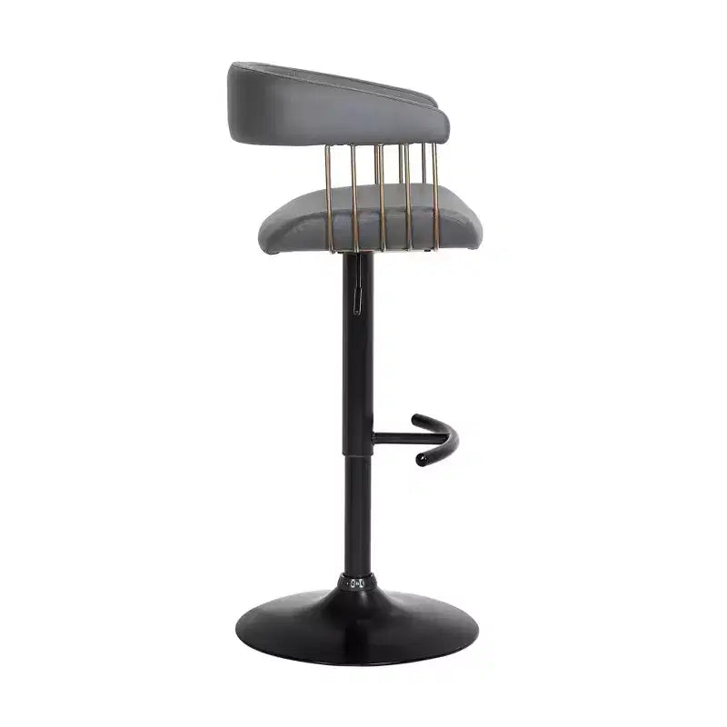 Chaise de bar pivotante à hauteur réglable en similicuir gris et noir avec structure métallique