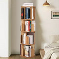 4 Tier Rotating Bookshelf Tower, Wooden 360Revolving Bookcase, Floor Standing Display Rack, Narrow Bookshelf Organizer for Bedroom Living Room