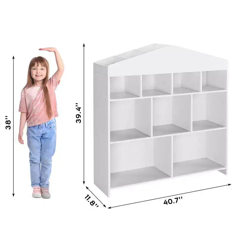 Spielzeug-Organizer und Bücherregal mit 9 Fächern, 40.7-Zoll-Bücherregal für Kleinkinder, Regal für Spielzimmer, Kinderzimmer, Spielhaus