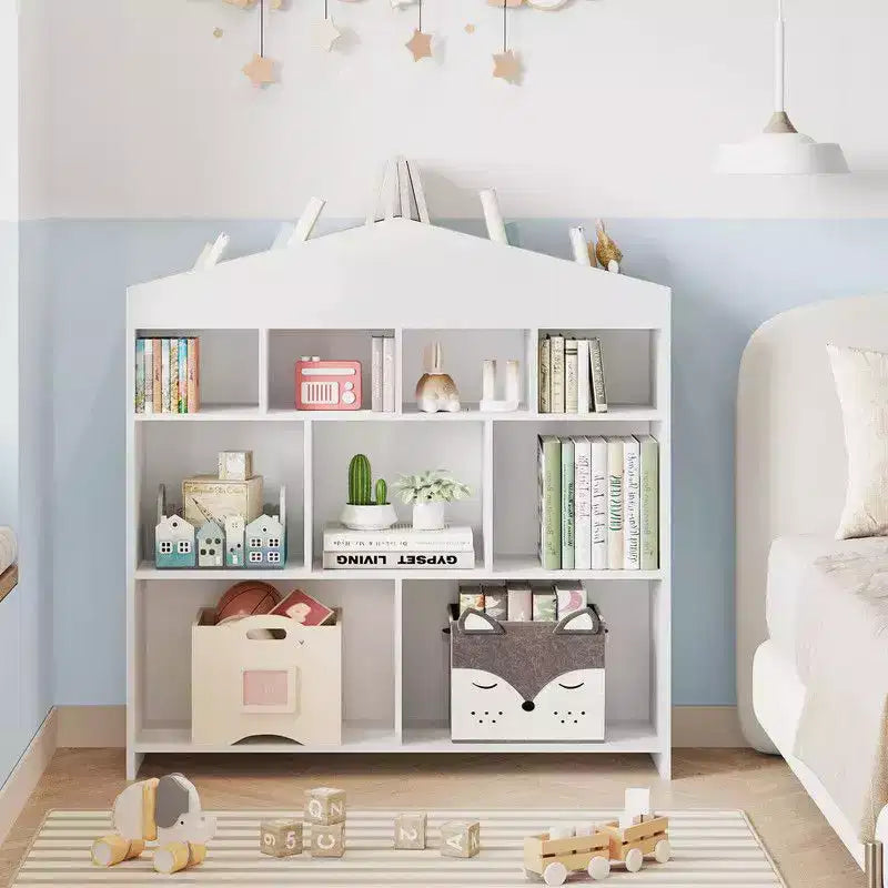 Organisateur de jouets à 9 compartiments et bibliothèque, bibliothèque-armoire de 40.7 pouces pour tout-petits, étagère pour salle de jeux, chambre de bébé, chambre d’enfant ou maisonnette